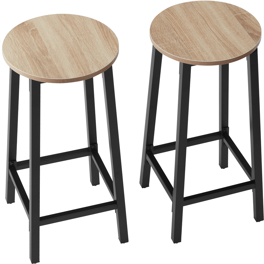 tectake Corby Light Wood Oak Sonoma Set of 2 Bar Stool Image 3