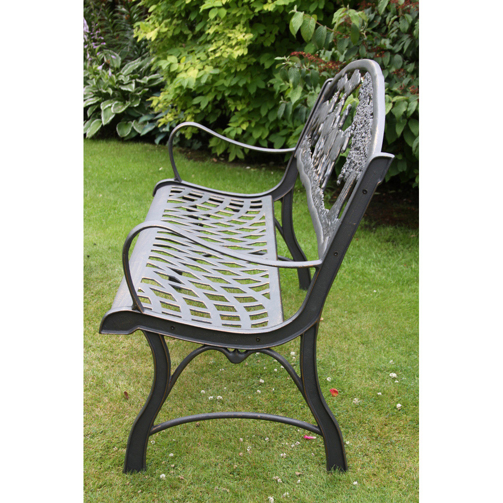 Gardeco 2 Seater Tree Motif Black and Bronze Patina Cast Iron Bench Image 5