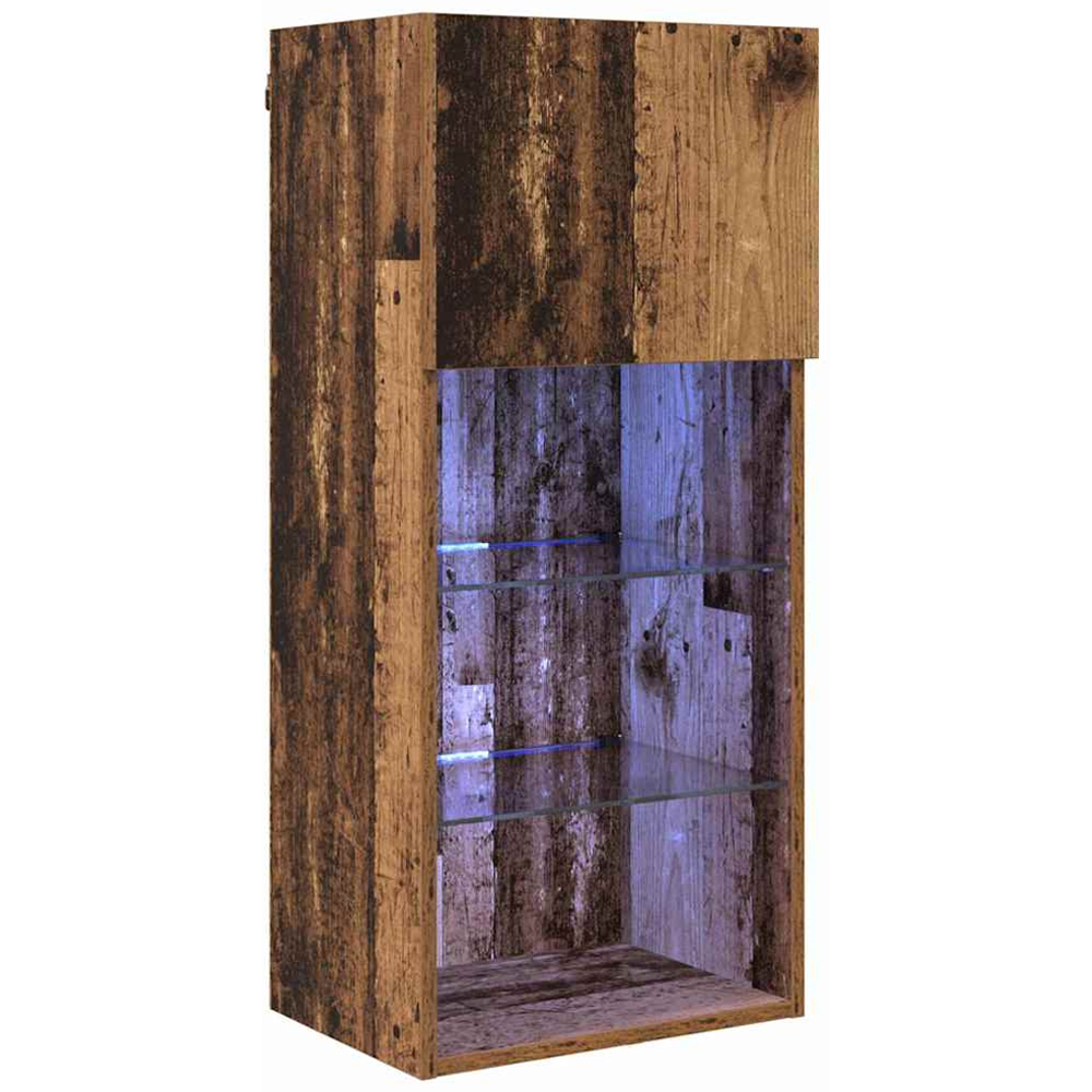 vidaXL Single Door 3 Shelf Old Wood Wide Wall Mounted LED TV Unit Image 2
