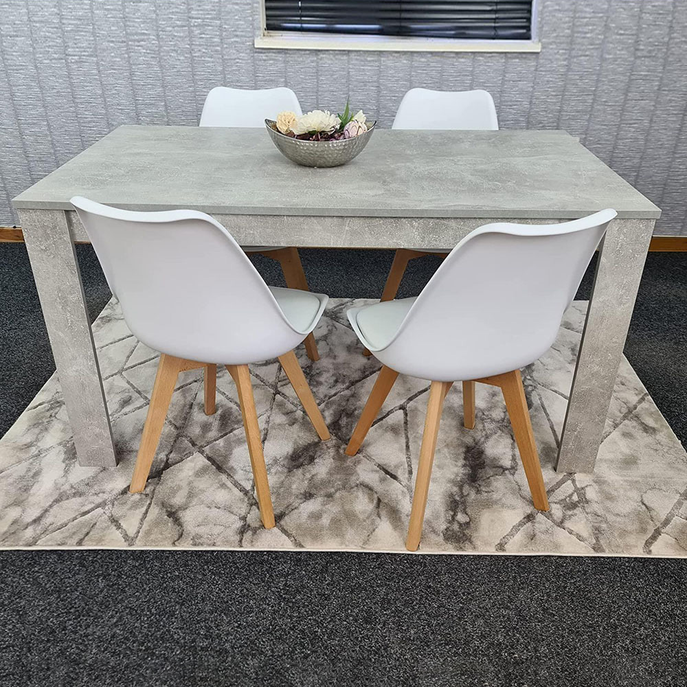 Portland Plastic Leather 4 Seater Dining Set Stone Grey and White Image 1