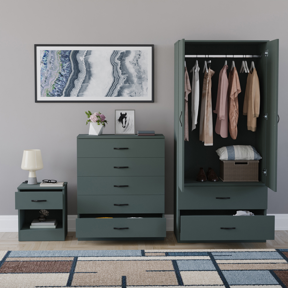 VIDA DESIGNS Riano Green 3 Piece Bedroom Furniture Set Image 3