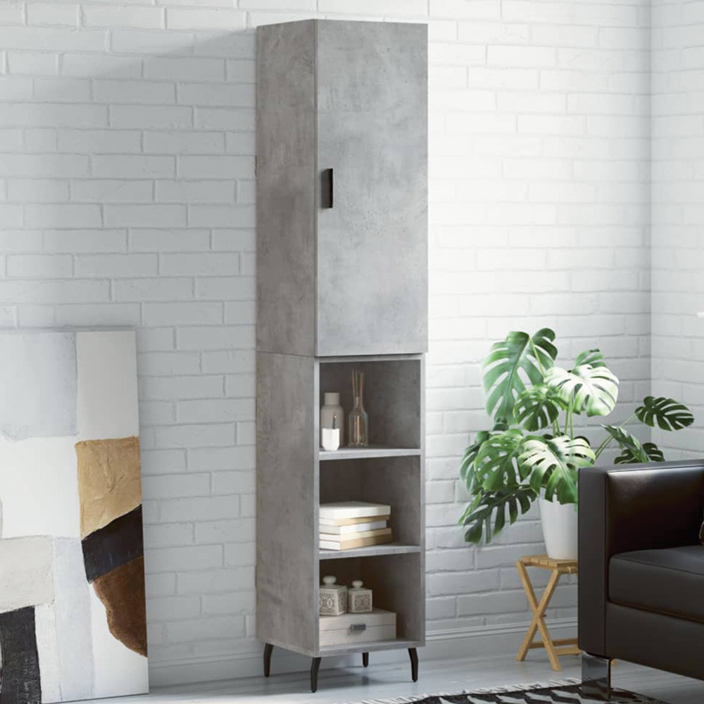 vidaXL 2 Door Concrete Grey Tall Highboard with Metal Legs Image 1
