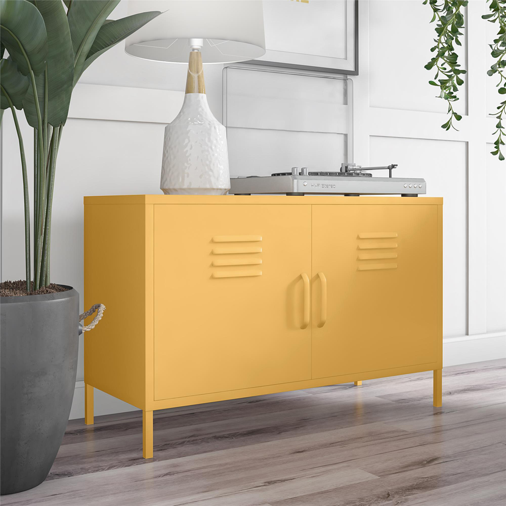 Novogratz Cache 2 Door 2 Shelf Yellow Metal Locker Accent Cabinet Image 6