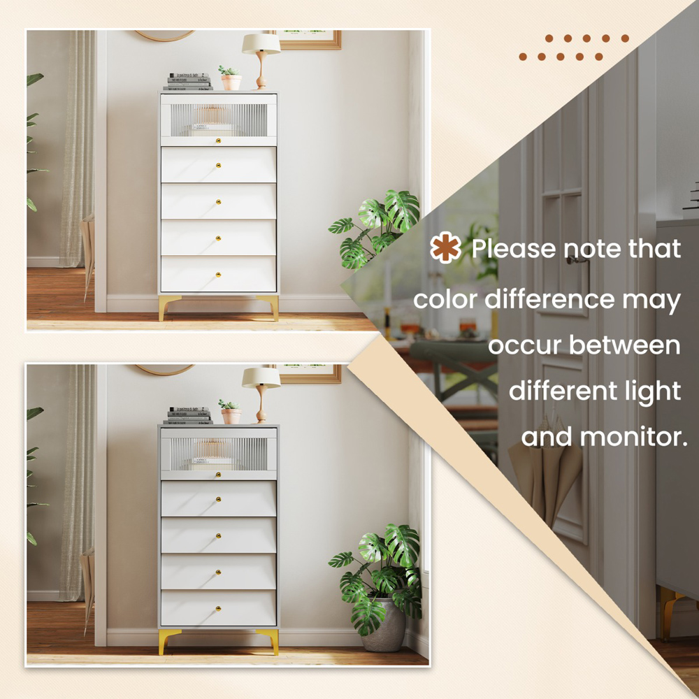 Costway 4 Drawer Single Door 3/4 Drawer Dresser Cabinet Image 8