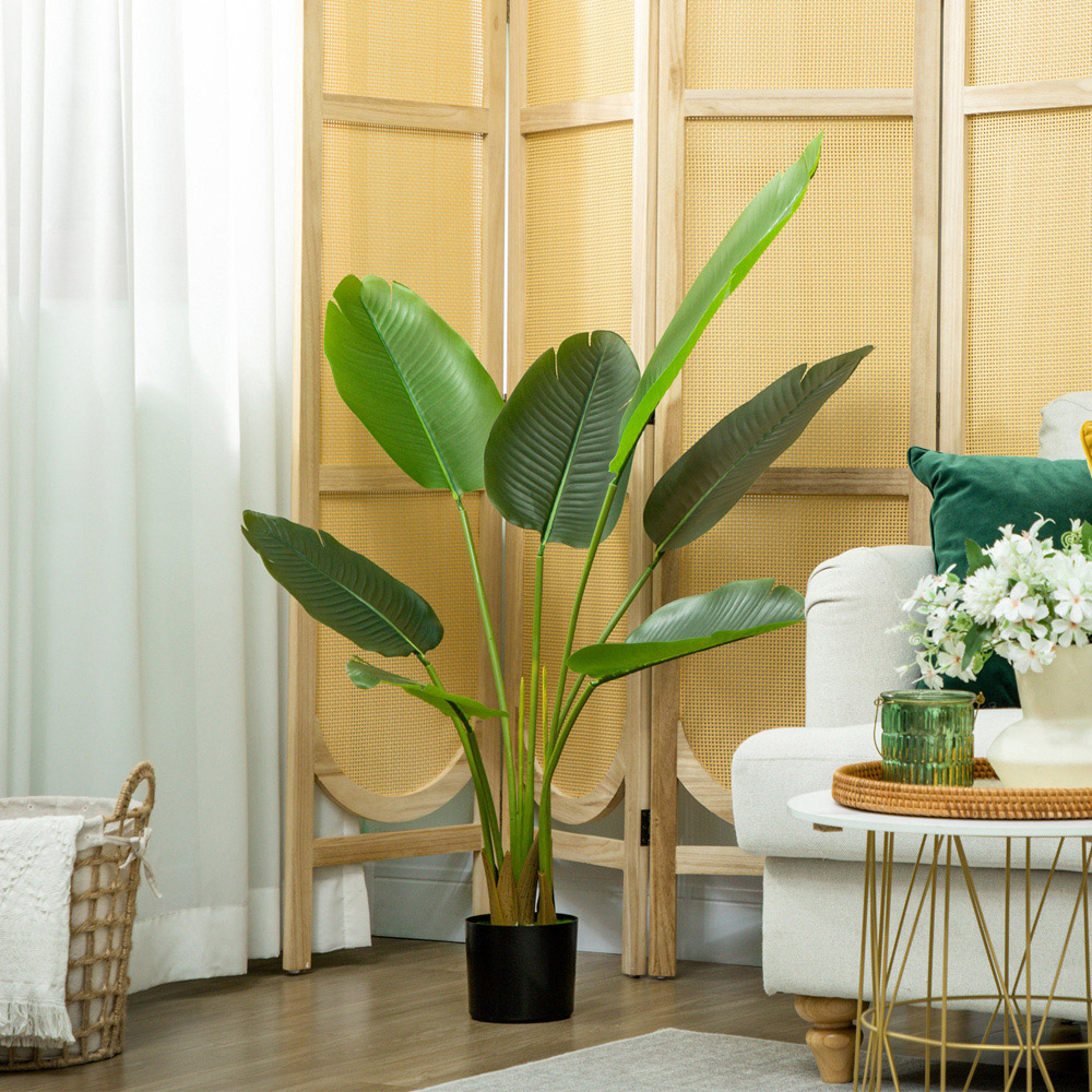 HOMCOM Green Bird of Paradise Artificial Plant Pot with Flocking 109cm Image 3