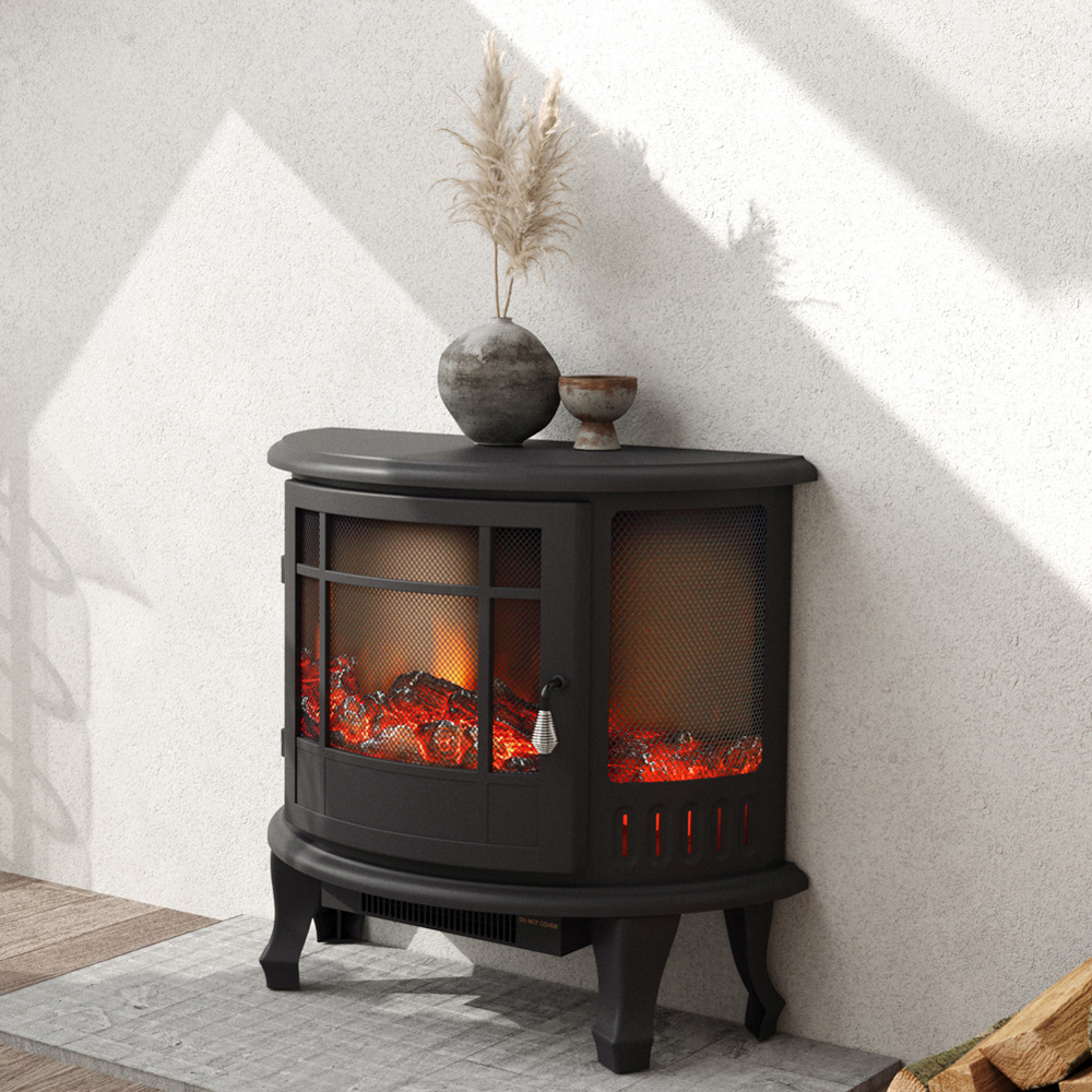 Living and Home Black Electric Fireplace Heater 1800W 24 inch Image 2