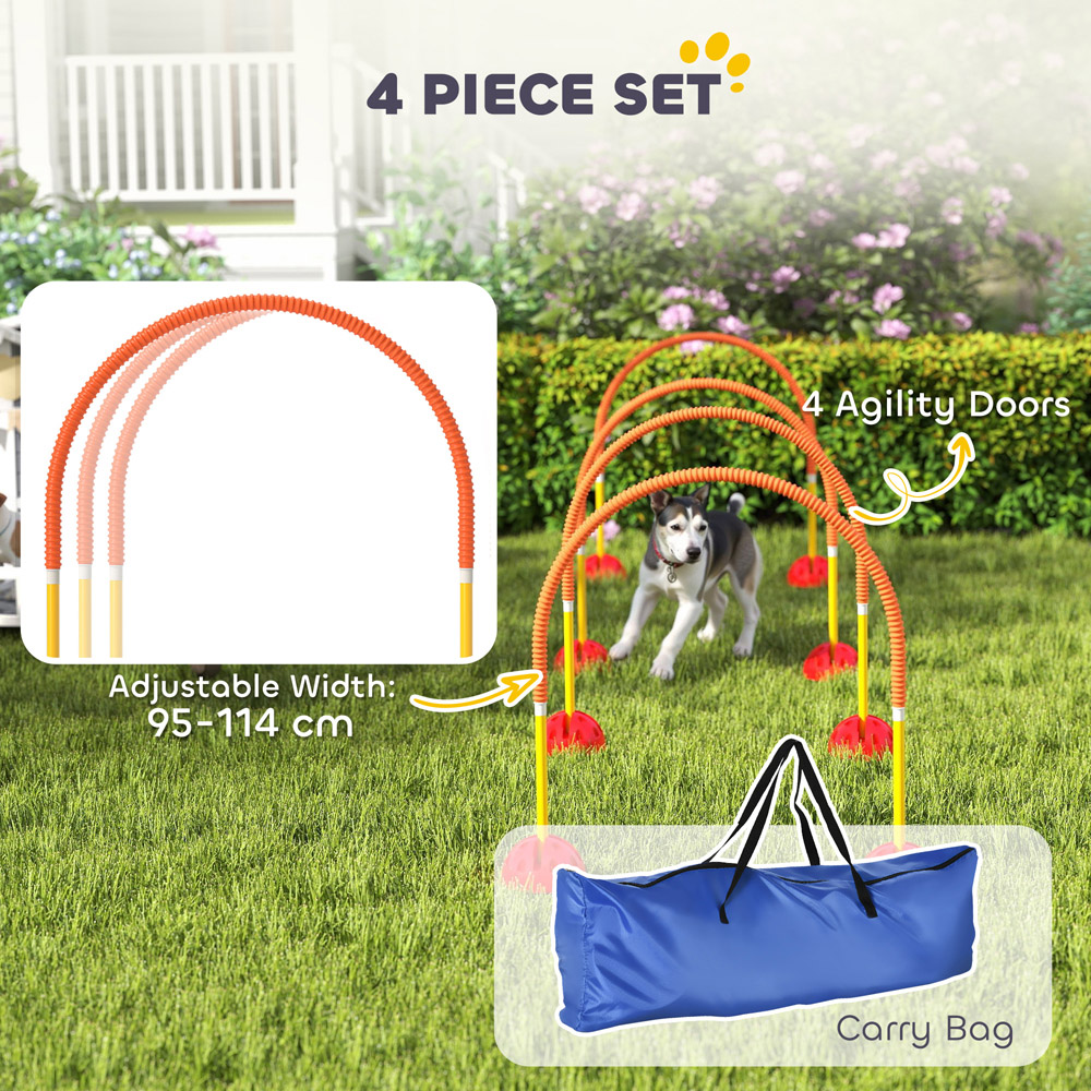 PawHut 4 Piece Orange Dog Agility Training Equipment Set with Bag Image 8