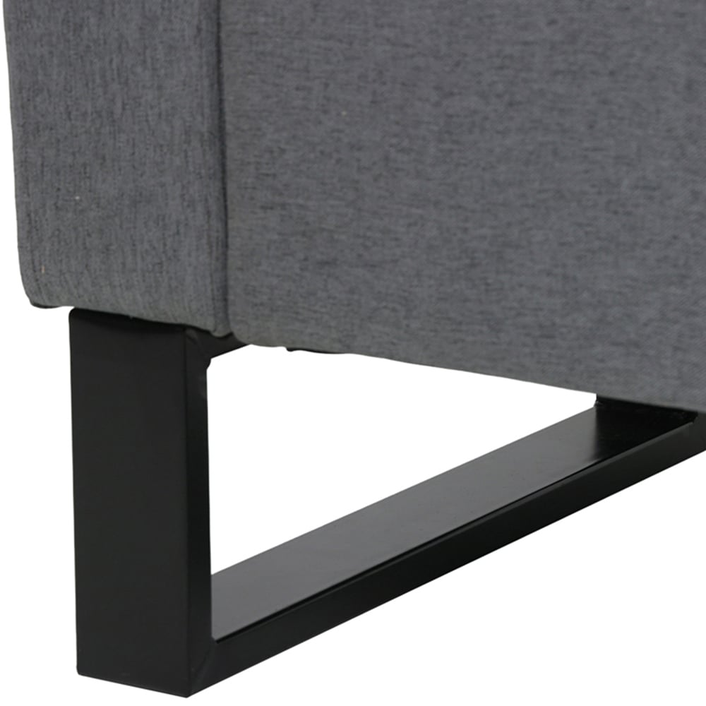 Living and Home 2 Seater Grey Linen Upholstered Storage Bench with Cushion Image 8