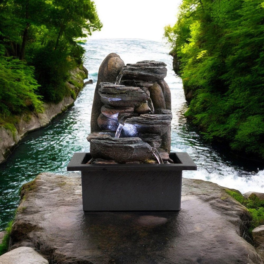 Acacia Home Black Rock Tabletop Fountain Image 2