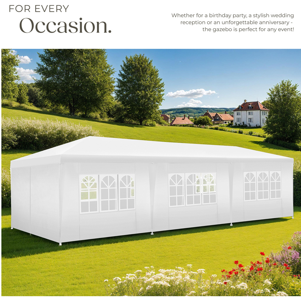 tectake Miramas 9 x 3m White 8 Side Panel Water-Resistant Gazebo Image 7