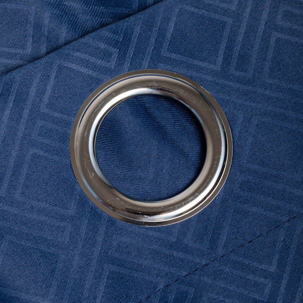 Alan Symonds Amond Blue Blackout Ring Top Eyelet Curtains 228 x 183cm Image 3
