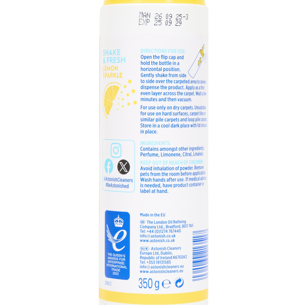 Astonish Shake and Fresh Carpet Freshener - Lemon Sparkle Image 3