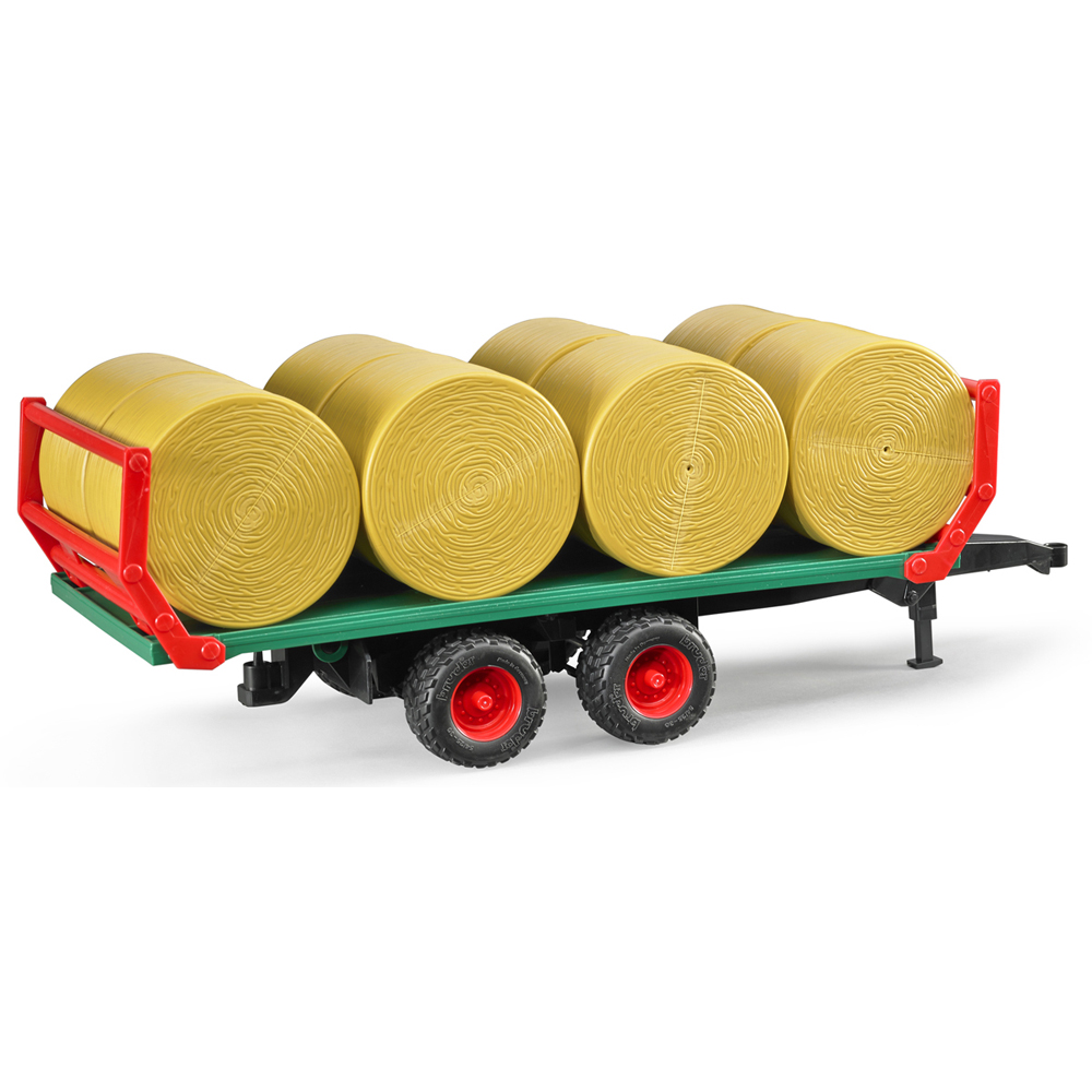 Bruder Kids Bale Transport Trailer Playset Model with 8 Round Bales Image 3