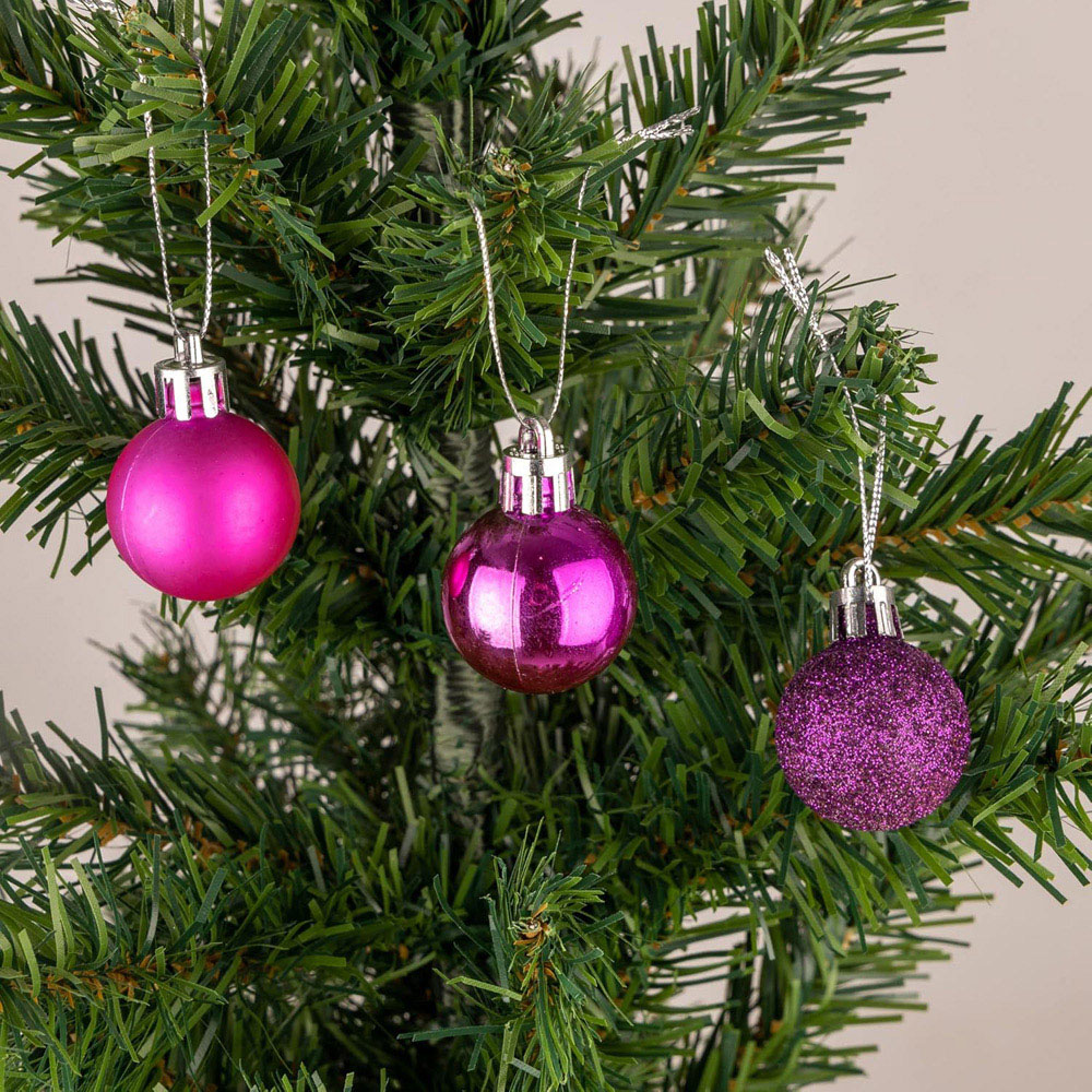 Shatchi 3cm Purple Shatterproof Christmas Bauble 24 Pack Image 4
