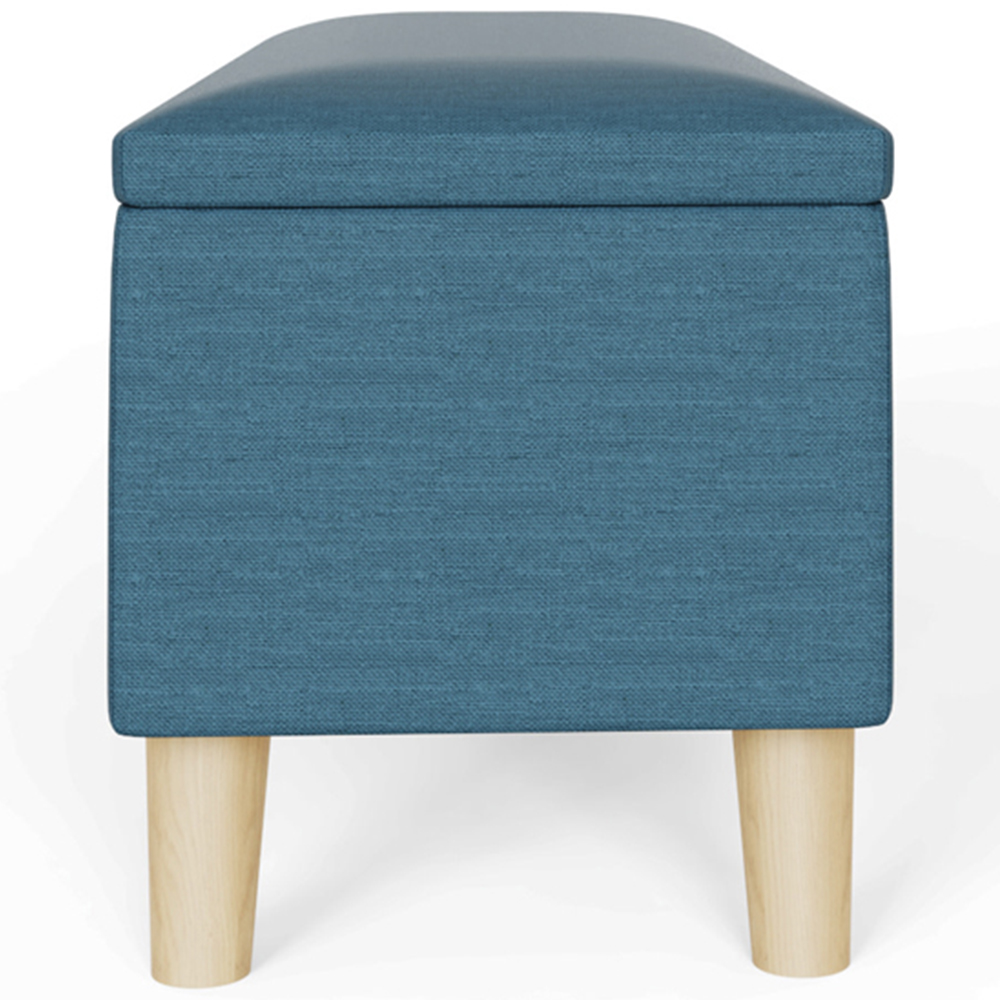 GFW Secreto Teal Blue Hopsack Fabric Ottoman Storage Bench Image 5