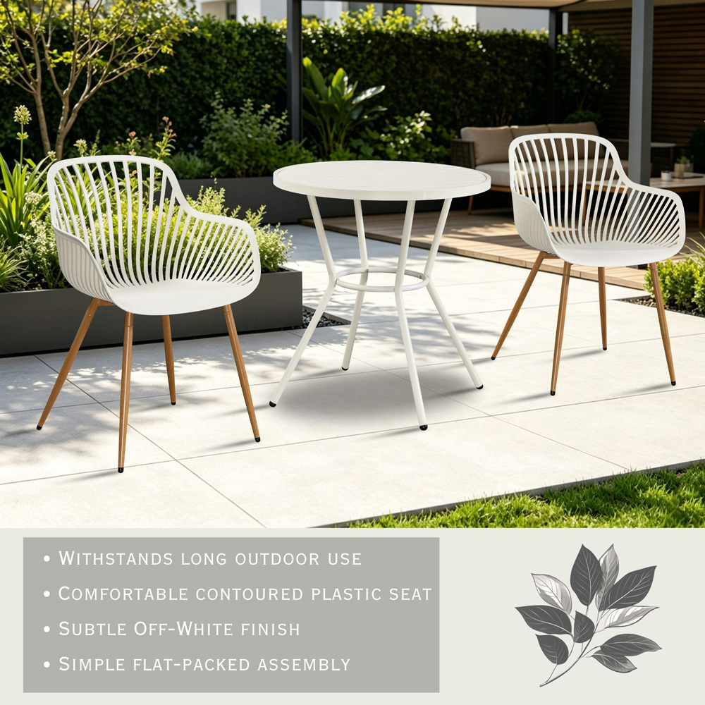 Core Products 2 Seater White Sunray Design Round Plastic Table Garden Bistro Set Image 7