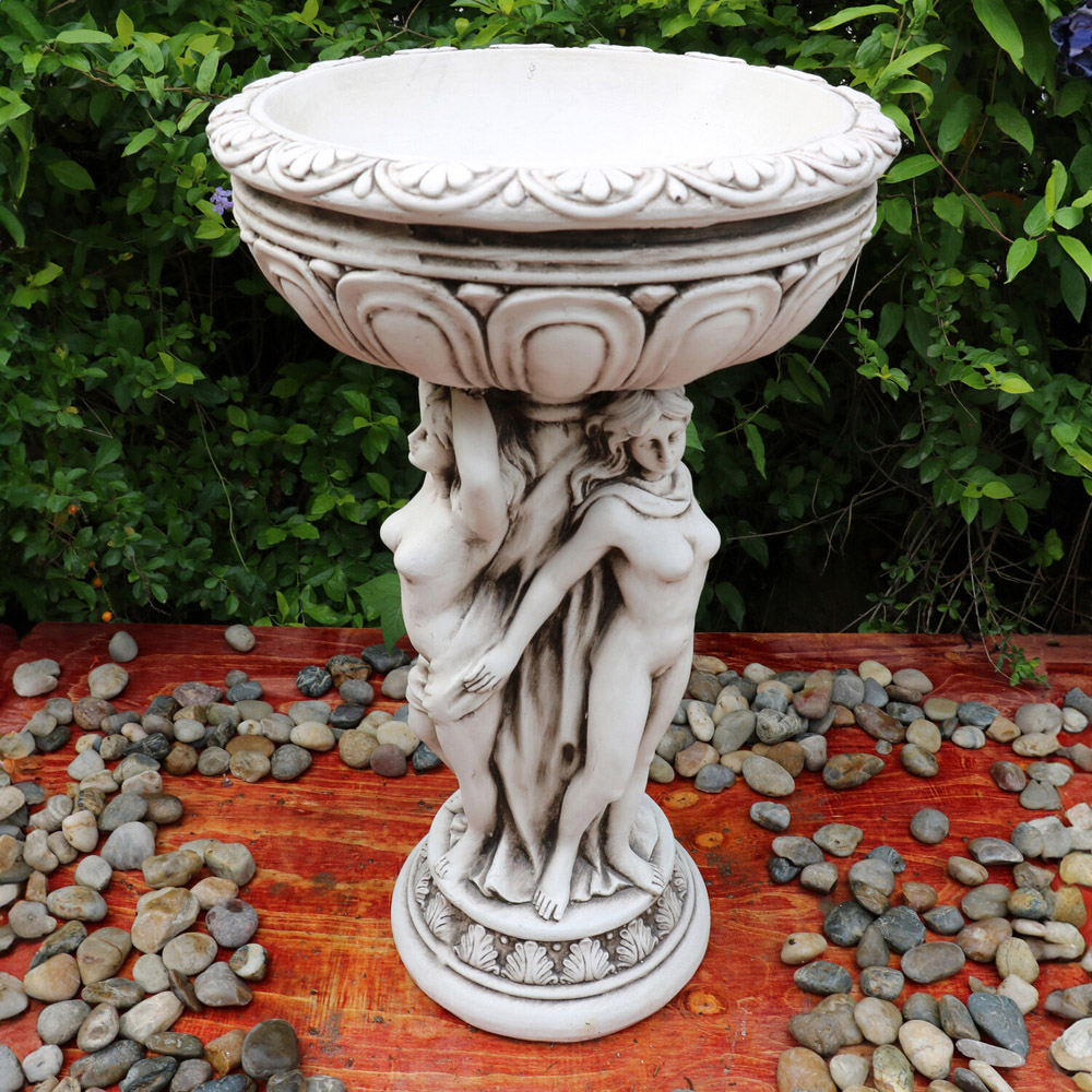 Three Goddess with Planter Statue Off White Image 6