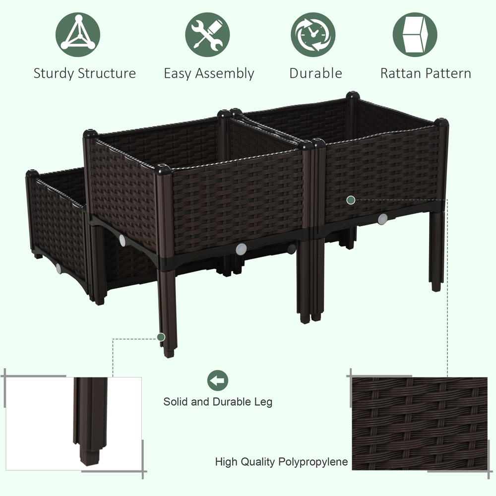 Outsunny Brown Raised Garden Bed Planter 4 Pack Image 7