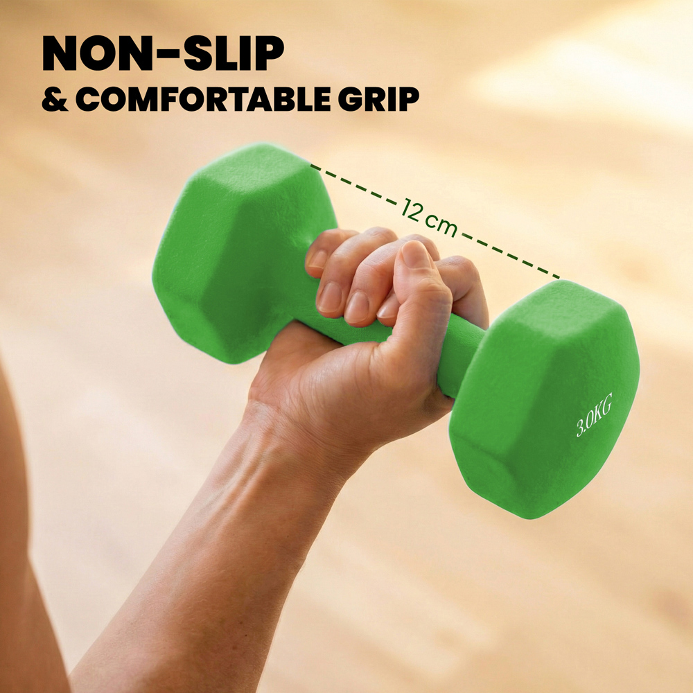 SPORTNOW Multicolour Hex Dumbbell Set with Rack 18kg 6 Pack Image 4
