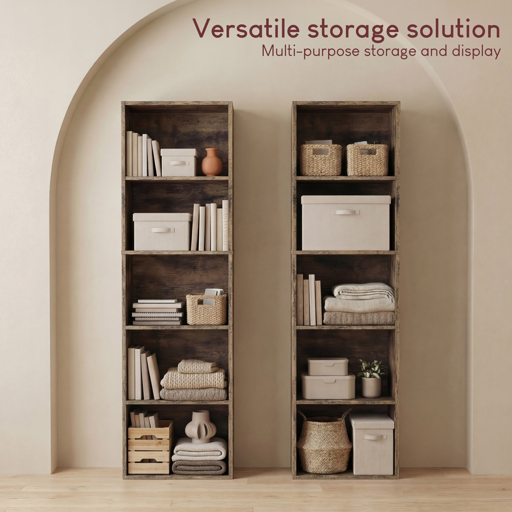 VIDA DESIGNS Oxford 5 Shelf Dark Wood Cube Bookcase Image 4