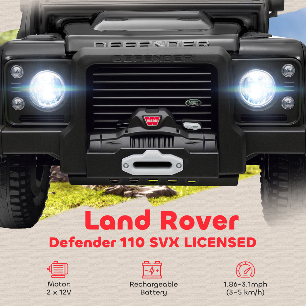 Tommy Toys Black Land Rover Defender Kids Electric Ride On Car with Remote 12V Image 4