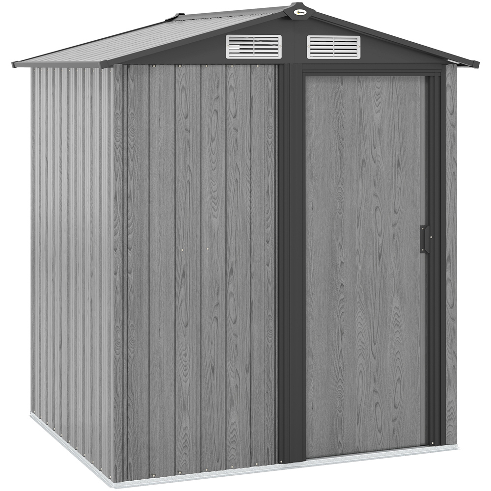 Outsunny 4.6 x 3.9ft Grey Sloped Roof Metal Storage Shed with Sliding Door Image 1
