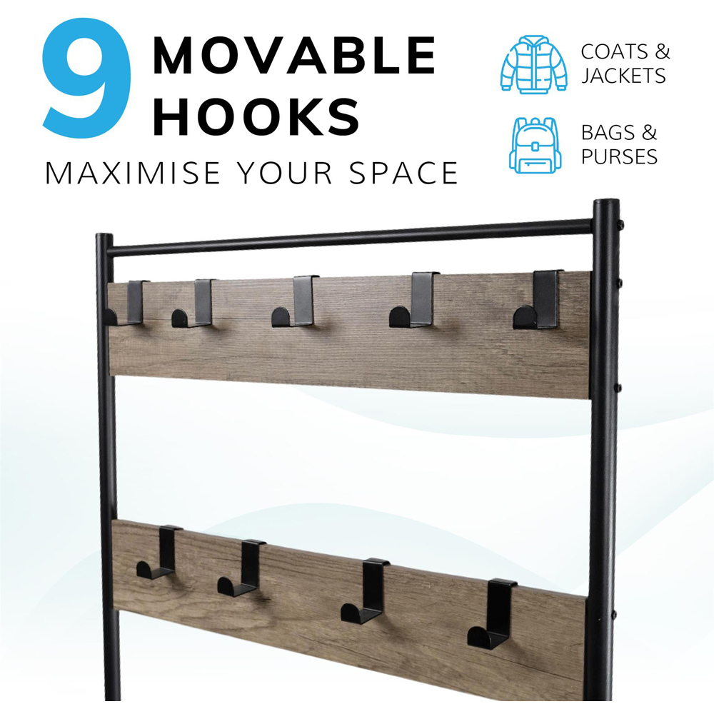 House of Home Rustic Light Brown Coat Rack Stand Image 5