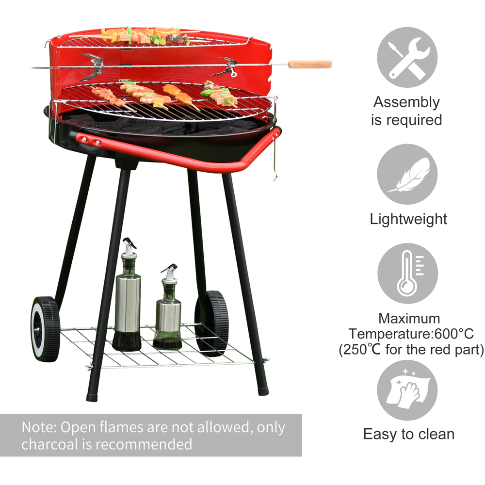 Outsunny 3 Layer Red Charcoal Barbecue Grill Image 6