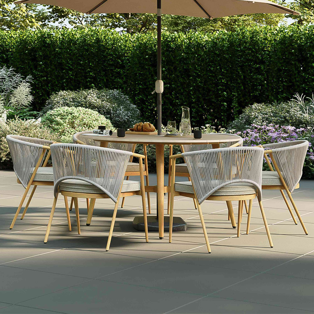 Charles Bentley Almada 6 Seater Rope Weave Garden Dining Set Image 1