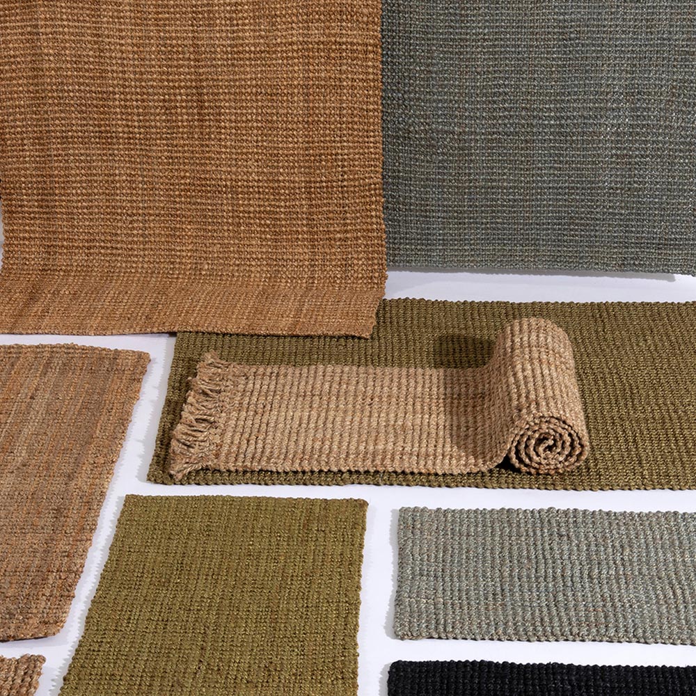 Whitefield Olive Green Jute Textured Boucle Runner Image 5