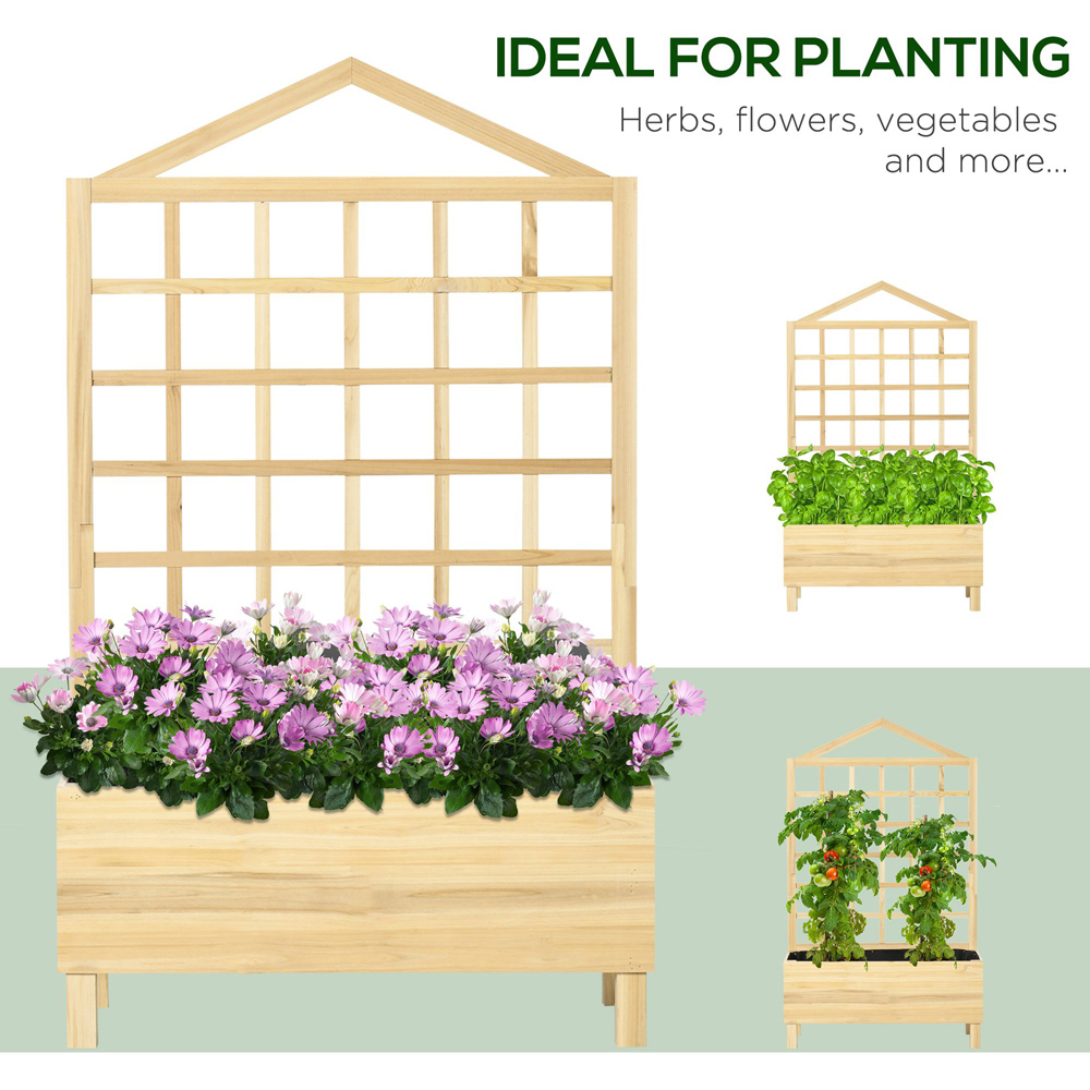 Outsunny Wooden Garden Planter with Trellis 150 x 43 x 90cm Image 7