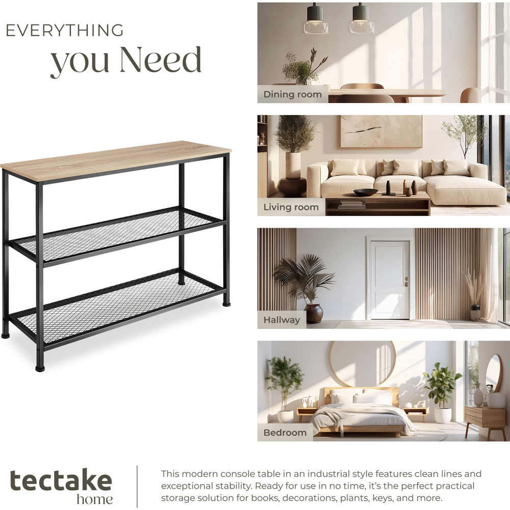 tectake Bristol 2 Wire Shelf Oak Sonoma Console Table Image 5