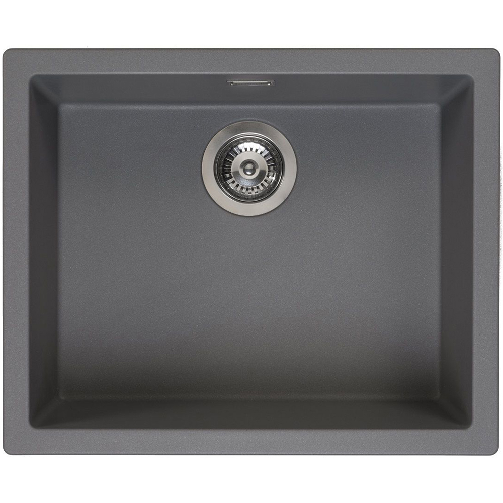 Reginox Amsterdam 50 GS Grey Silvery Single Square Bowl Granite Sink 460 x 560mm Image 1