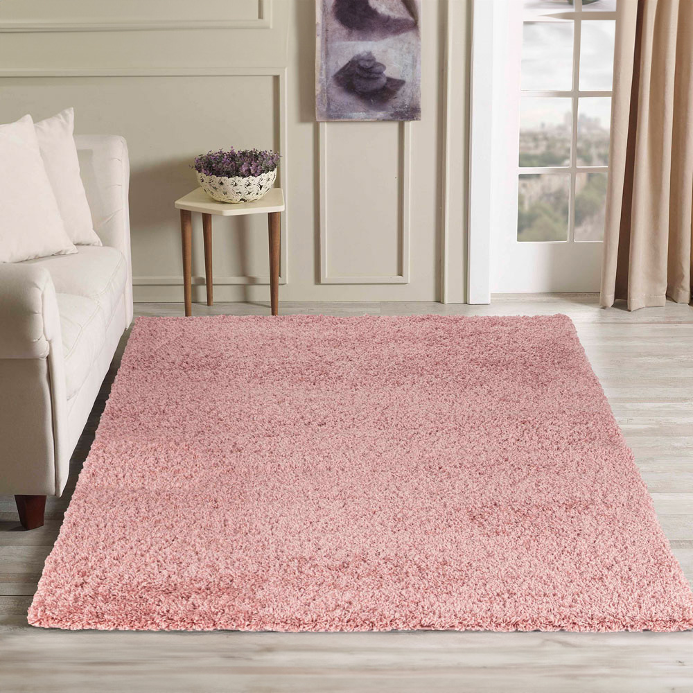 Desire Rugs Oxford Baby Pink Plain Shaggy Rug 200 x 290cm Image 2