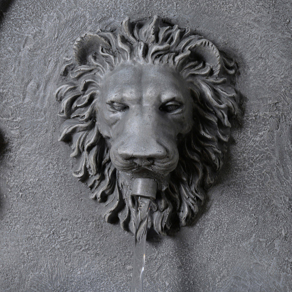 Teamson Home Natural Stone Tiered Lion Head LED Water Wall Fountain 81cm Image 6