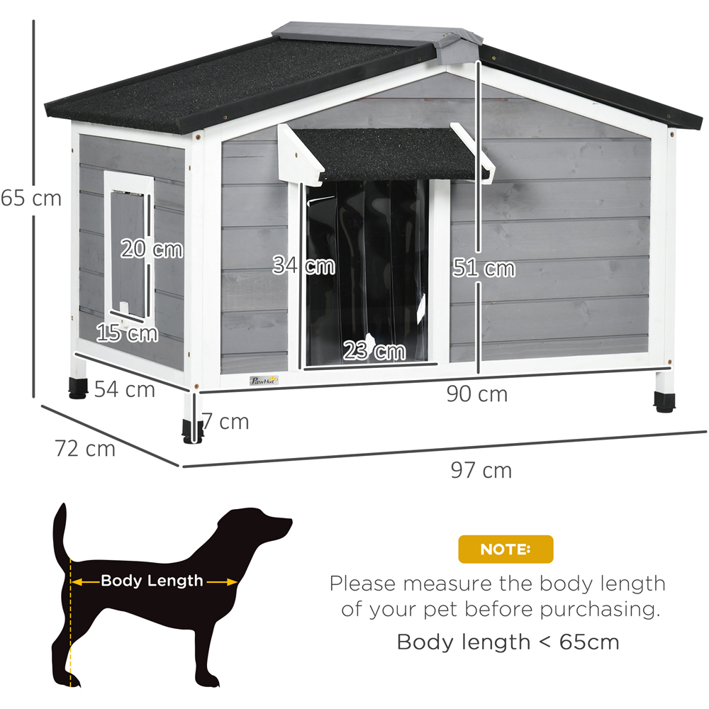 PawHut 65 x 72cm Grey Wooden Outdoor Dog Kennel Image 9