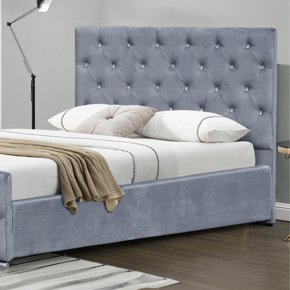 Brooklyn Double Grey Fabric Bed Frame Image 2