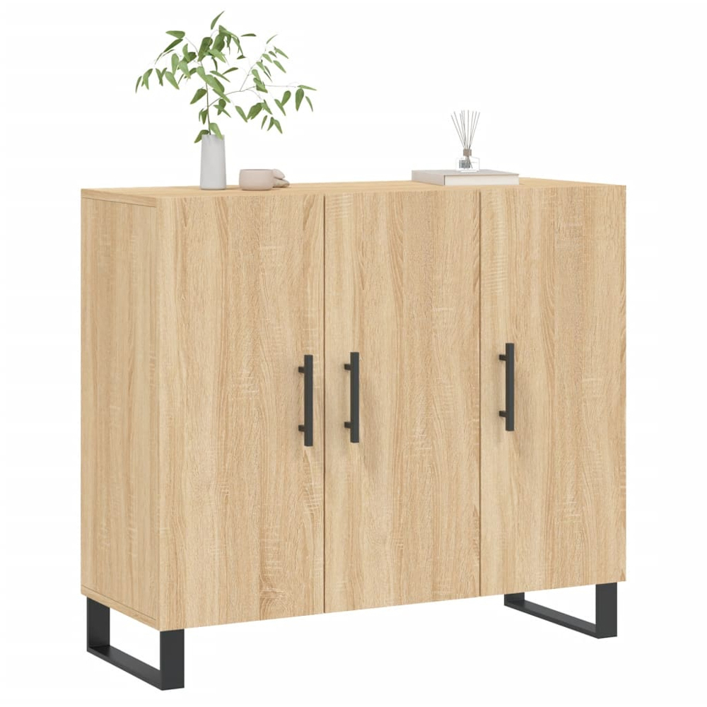 vidaXL 3 Door Sonoma Oak Sideboard Image 3