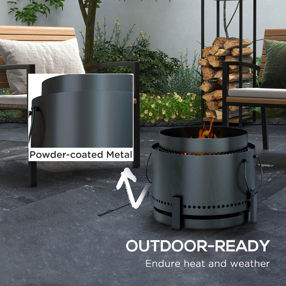 Outsunny Black Smokeless Fire Pit with Poker Image 5