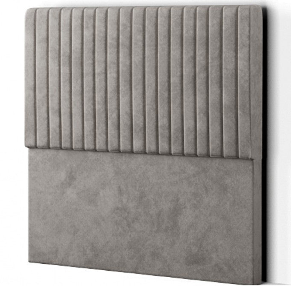 Eleganza Maryland Small Double Silver Plush Floor Standing Headboard Image 2