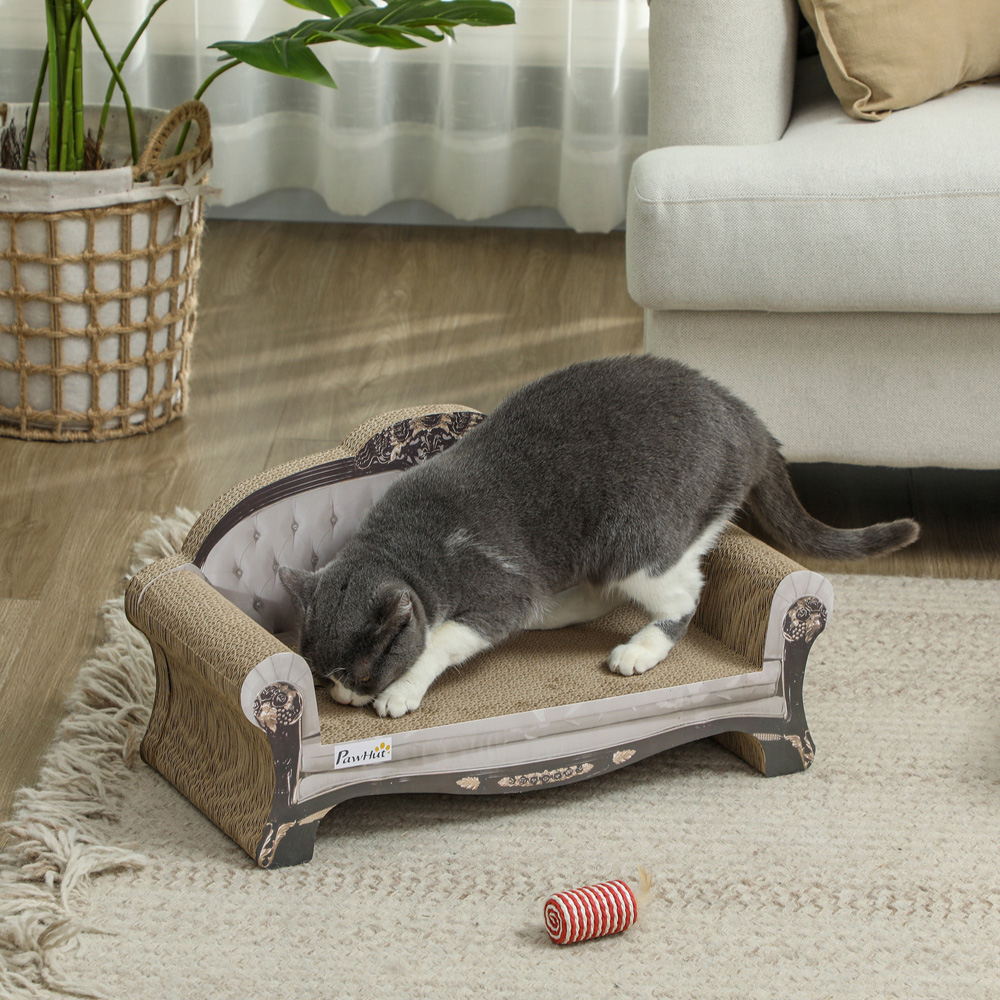PawHut 2-in-1 Brown Cat Scratching Cardboard Lounge Image 2