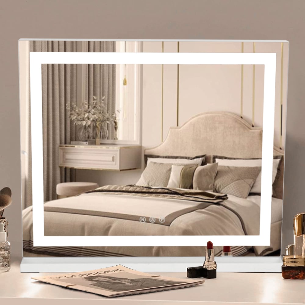 Living and Home White Contemporary LED Vanity Makeup Mirror 50 x 42cm Image 2