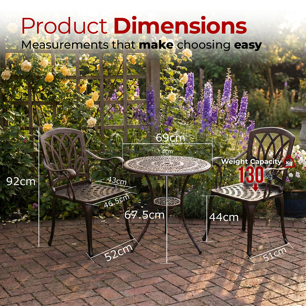Centurion Supports Positano 2 Seater Black Aluminium Bistro Set with Table Image 9