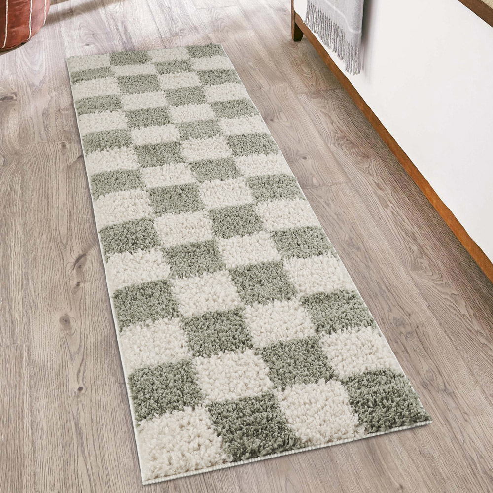 Desire Rugs Chester Sage Shaggy Checkered Rug 120 x 170cm Image 6