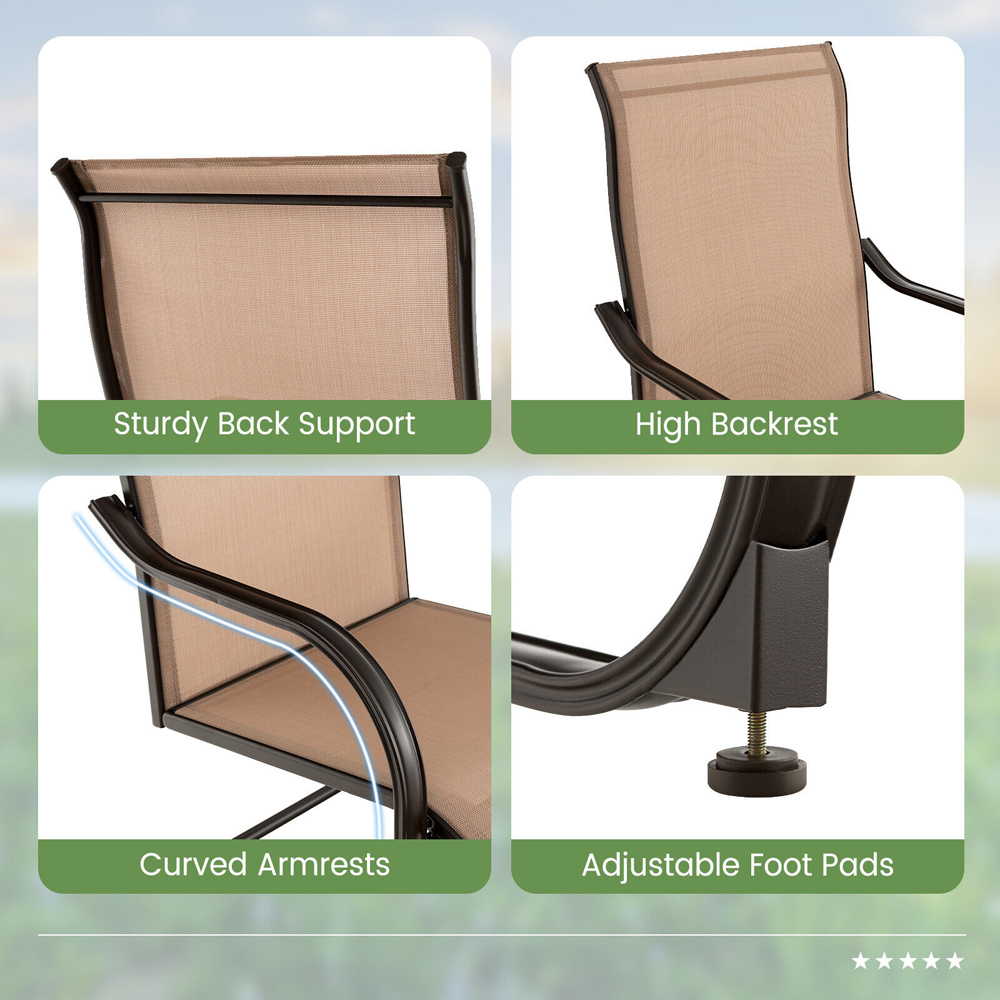 Costway Set of 2 Coffee Garden Dining Chair Image 5