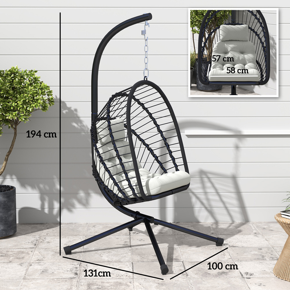 Outsunny Black Hanging Patio Swing Chair Image 7