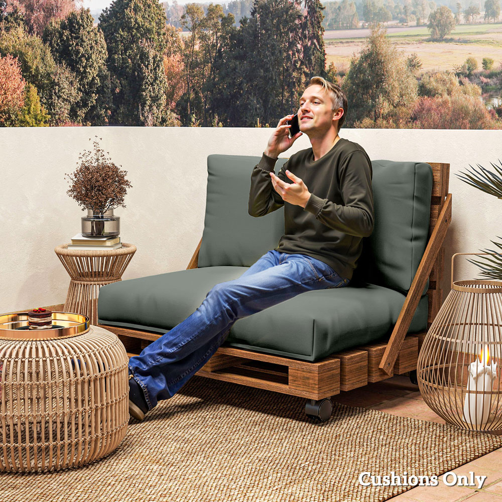 Outsunny 2 Seater Charcoal Grey Garden Pallet Cushions 125 x 120cm 2 Pack Image 4