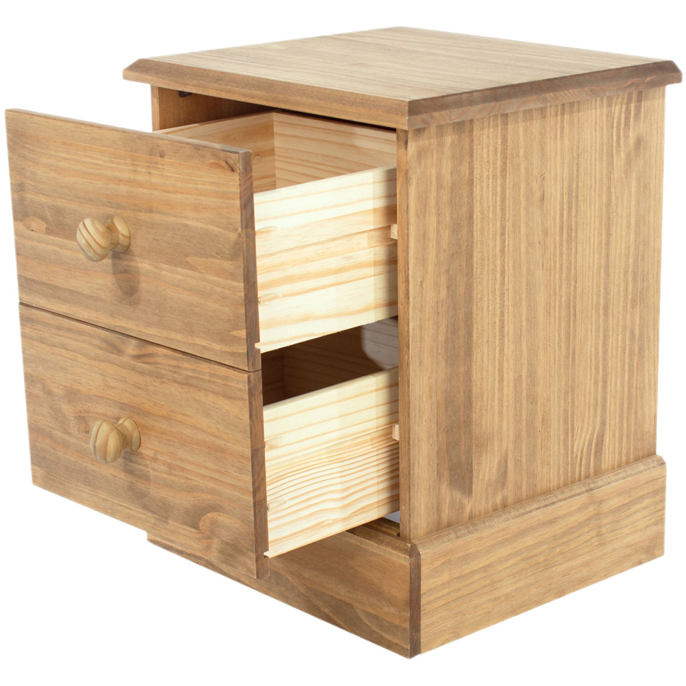 Core Products Cotswold 2 Drawer Pine Wood and MDF Bedside Table Image 3