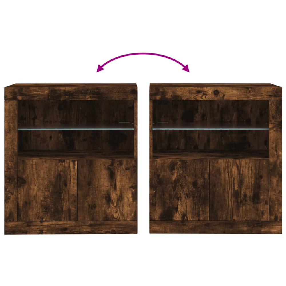 vidaXL 2 Door 2 Shelf Smoked Oak Sideboard with RGB LED Lights Image 9