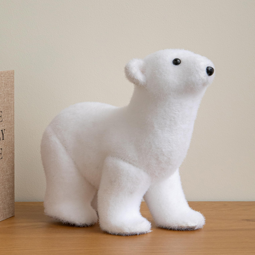 Samuel Alexander Freestanding Flocked Polar Bear Christmas Decoration 30cm Image 2